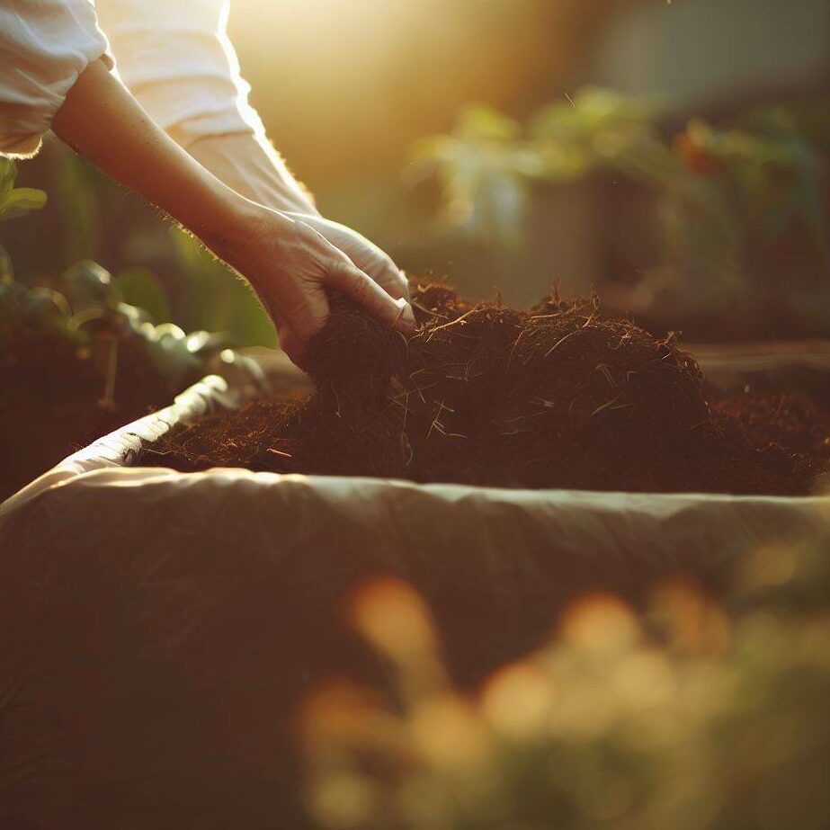 compost in a raised bed