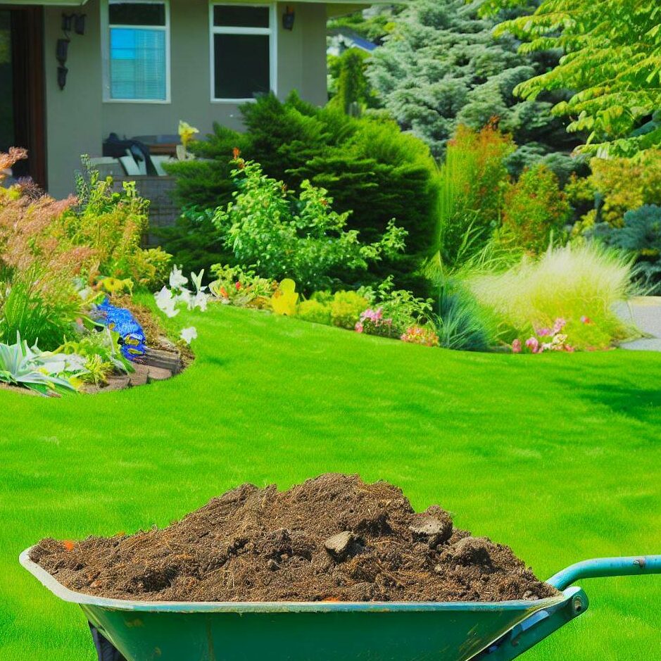 compost on a lawn
