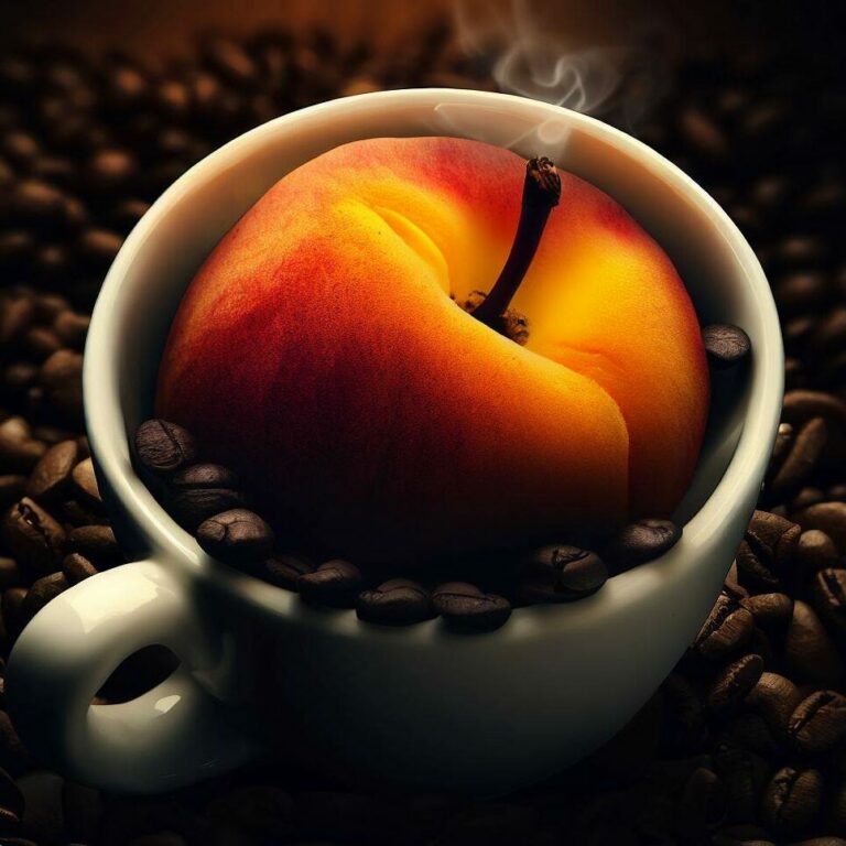 peach in a coffee cup